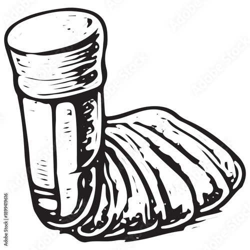 Hand Drawn Prosthetic Leg Icon Vintage Artificial Limb Rehabilitation Equipment Engraved Illustration