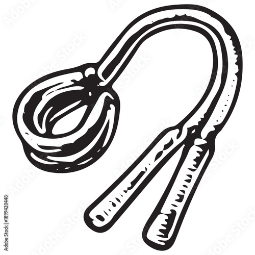 Hand Drawn Resistance Band Loop Icon Vintage Rehabilitation Fitness Equipment Engraved Illustration