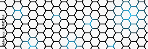 White 3d hexagonal technology vector abstract background. Blue bright energy flashes under hexagon in modern technology futuristic background, with a modern concept style