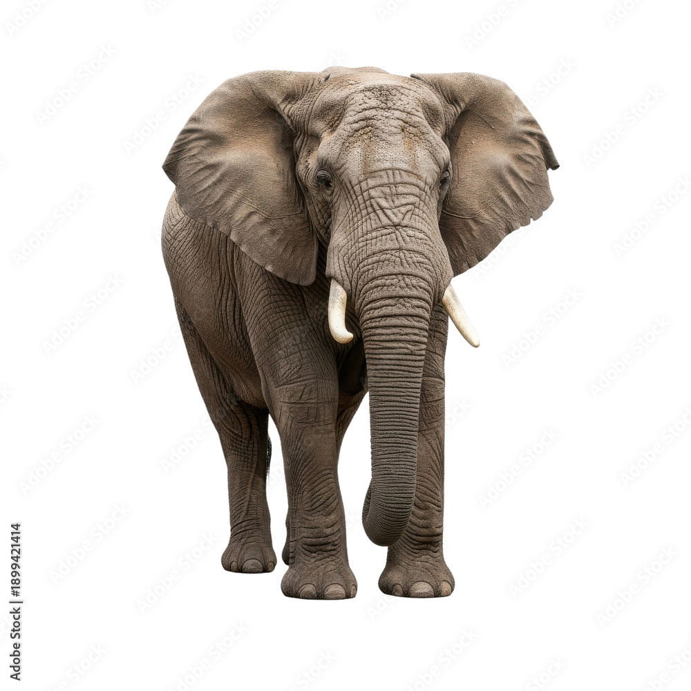 Obraz premium African Elephant Full Body Isolated Black Background