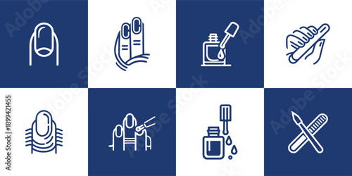 Icon Set Vector of 4 Manicure Beauty and Nail Salon Tools