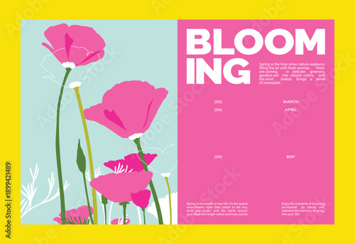 Abstract Green Summer landscape background vector set. Nature wallpaper of colorful flowers. Watercolor illustration for cover, wall art, decoration.