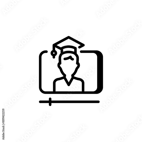 Online learning icon, e-learning, distance education and digital study
