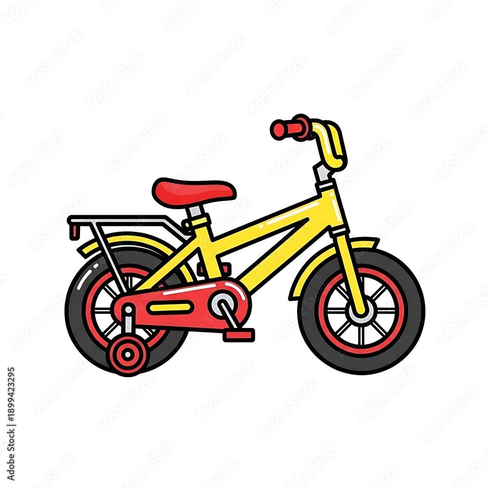 Fototapeta premium Yellow Childrens Bicycle with Red Accents.