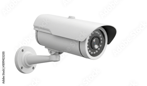 White CCTV security camera realistic 3D vector illustration isolated on white background