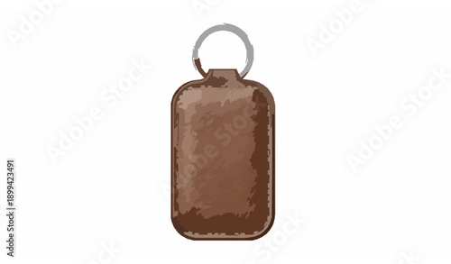 Leather key holder realistic vector template for corporate branding isolated on white background
