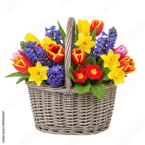 Wallpaper Mural Vibrant Spring Flower Basket Arrangement Isolated Black Background Torontodigital.ca