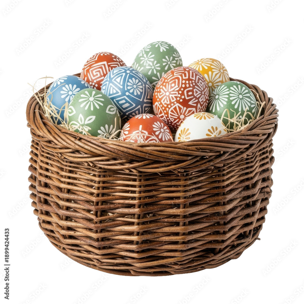 custom made wallpaper toronto digitalRustic Wicker Basket Filled With Decorative Easter Eggs