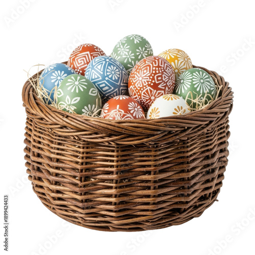 Wallpaper Mural Rustic Wicker Basket Filled With Decorative Easter Eggs Torontodigital.ca