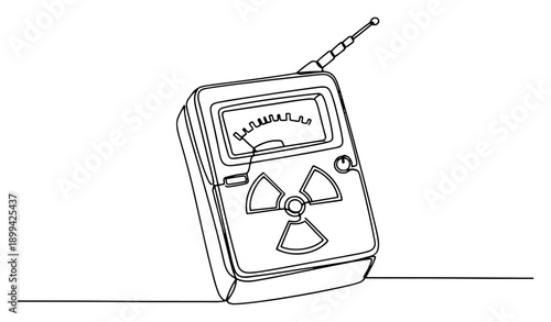 Continuous one line drawing of a Geiger counter device for radiation measurement
