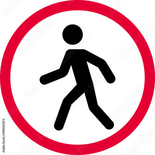 No Pedestrian Traffic Sign, Prohibition Road Symbol Street Alert