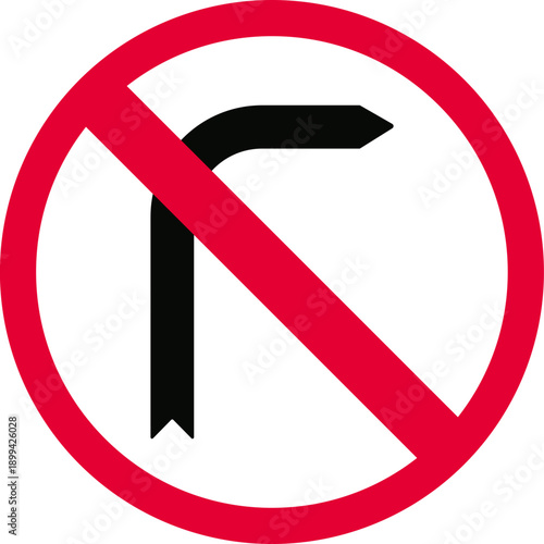 No Right Turn Traffic Sign, Prohibition Road Symbol Street Guidance