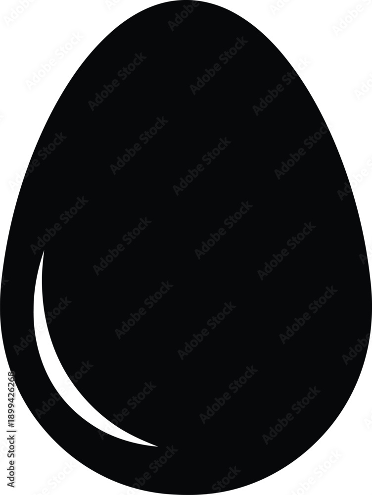 Fototapeta premium A simple black egg shape on a white background for design or symbol use.