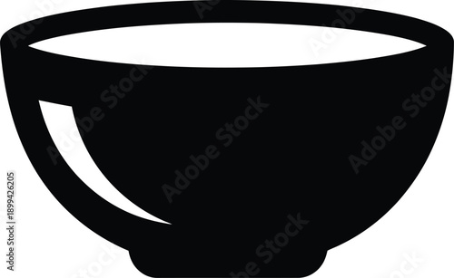 A simple black bowl on a white background, a minimalistic representation.