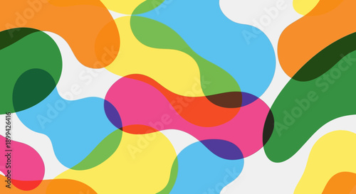 Abstract background with overlapping colorful organic shapes creating a vibrant and fluid pattern.