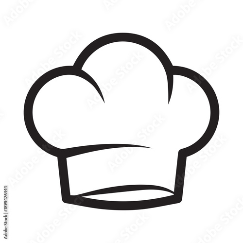 Cook chef hat icon. Linear chef toque vector illustration. Toque, chef, cook, table, restaurant concept. Vector illustration isolated on white background.