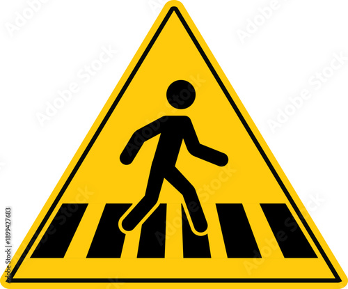 Pedestrian Crossing Traffic Sign, Road Symbol Street Warning