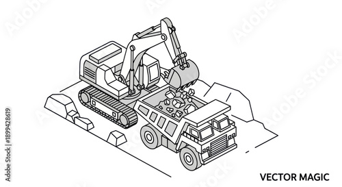 Excavator Truck Heavy Machinery Equipment Vehicle.