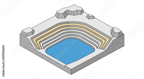 3D Model of Stadium with Swimming Pool.