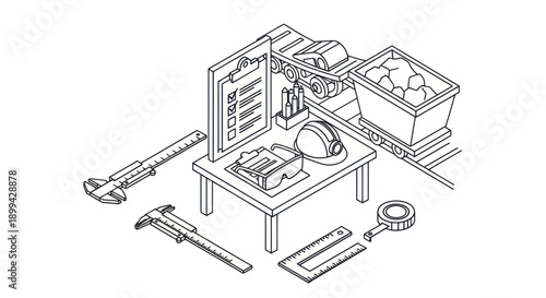 Technical Illustration of Mechanical Workbench Scene.