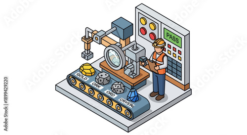 Technician Operating Industrial Machinery Control Panel.