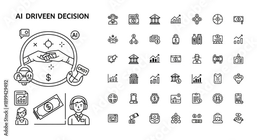 AI Driven Decision Making in Finance and Business with Icons