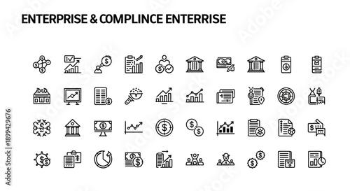 Business and Compliance Icons: Finance, Data, Growth, Legal, Strategy