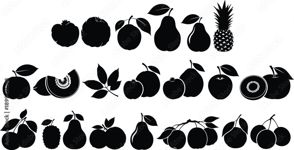 Fototapeta premium Variety of fruits in three rows