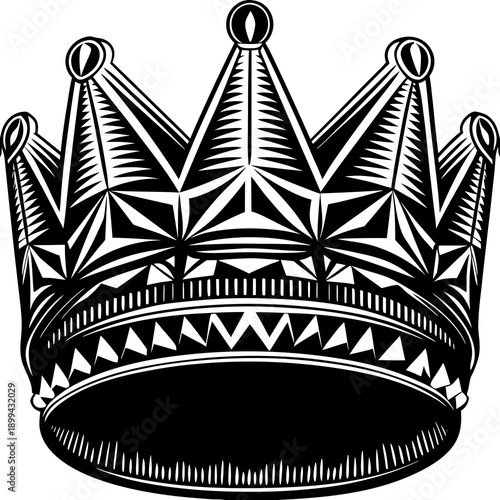 Vintage style set of crowns vector illustration featuring a seamless tribal pattern and ethnic ornament symbols for decorative label or banner design