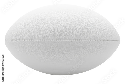 White Rugby ball isolated on white background, representing rugby sport, professional athletic equipment, training, match competition, teamwork, fitness, and active lifestyle concept.PNG File.