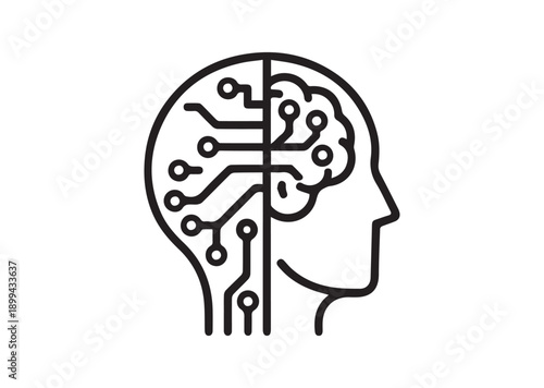 Artificial intelligence AI pictogram Icon, Editable Solid Vector Illustration