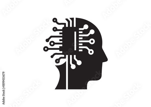 Artificial intelligence AI pictogram Icon, Editable Solid Vector Illustration