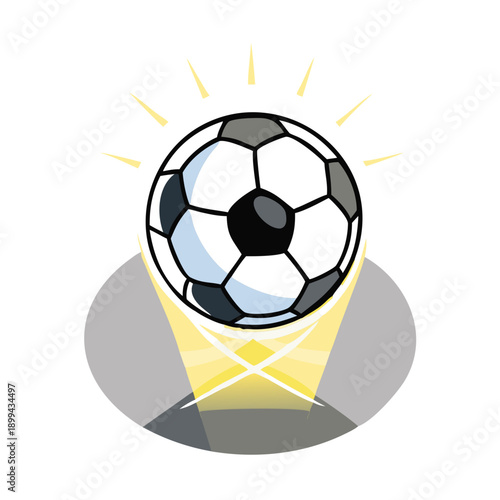 A black and white soccer ball vector illustration isolated on white, representing a round leather sphere for team sports, competition, and game play activity