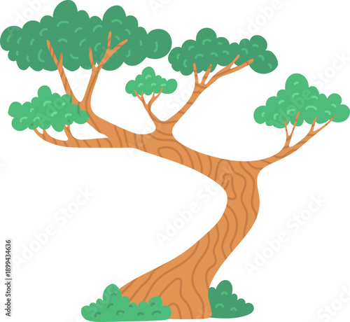Illustration Cartoon Green Tree