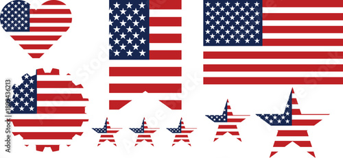 American flag patriotic symbols and shapes cutouts