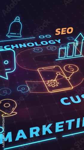 Business structure in infographic diagram in virtual space.