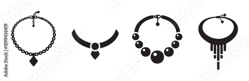 Assortment of necklaces and pendants including beaded and chain styles depicting fashion accessories and jewelry for women