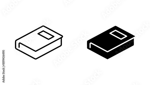Bed icon on white background simple outline and solid black isometric view of mattress and frame for bedroom furniture graphic and hotel booking service vector