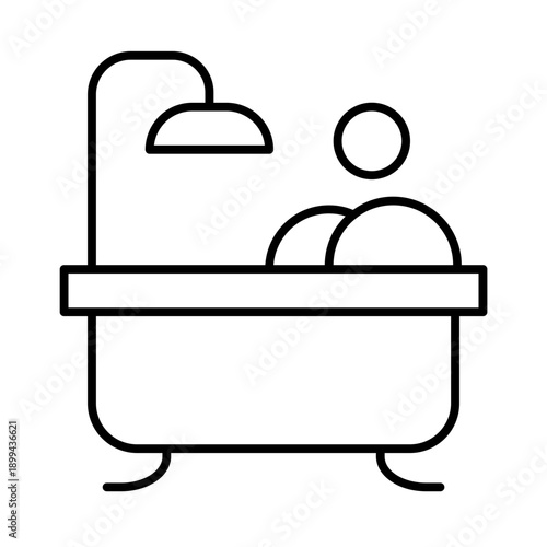 Person Bathing in Bathtub Vector Illustration