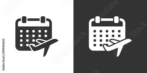 Calendar with airplane icon, representing travel planning, flight schedule, vacation booking, trip organization, and journey booking, isolated graphics