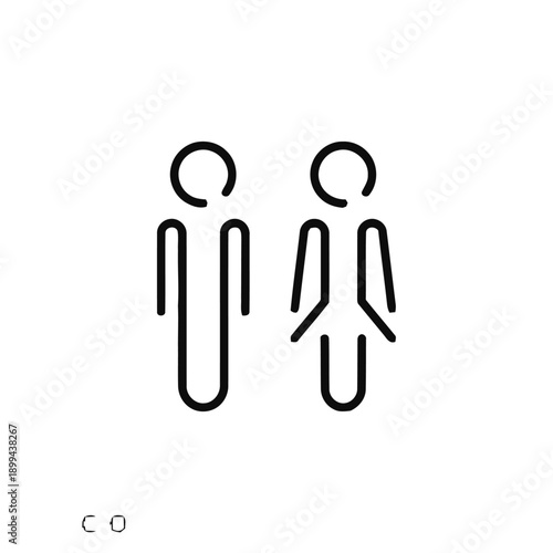 Gender neutral restroom icon with male and female figures indicating unisex public facilities for men and women in buildings and public spaces