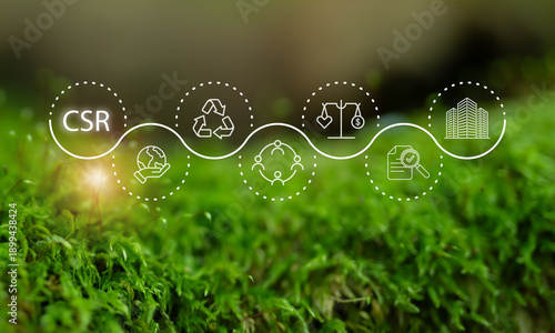 Obraz na plátně CSR (Corporate Social Responsibility) corporate sustainability concept