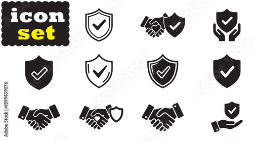 Trust Icon Set, Editable Solid Vector Illustration