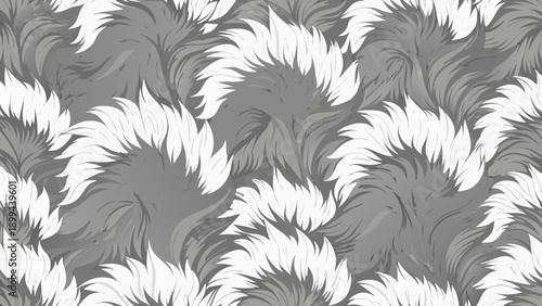 A vibrant blue ocean wave crashes with white foam, rendered in a mosaic-like, stained-glass illustration style against an orange sky filled with geometric stars and circles.