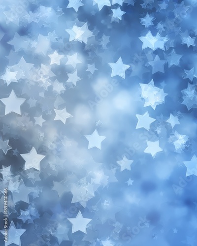 Blue abstract background with soft stars and copy space. Soft blue abstract background with subtle star shapes and gentle bokeh. Calm and dreamy atmosphere with copy space for creative and educational