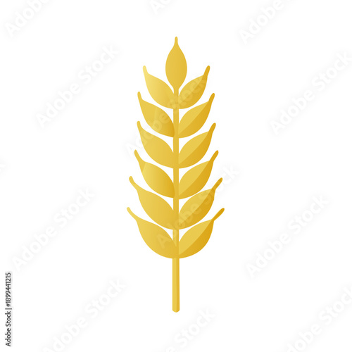 Single wheat plant icon, flat vector design, solid golden color representing harvest and agriculture on white background.