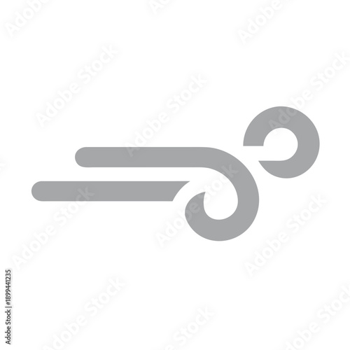 Single wind swirl symbol icon, flat vector design, solid gray color representing air and movement on white background.
