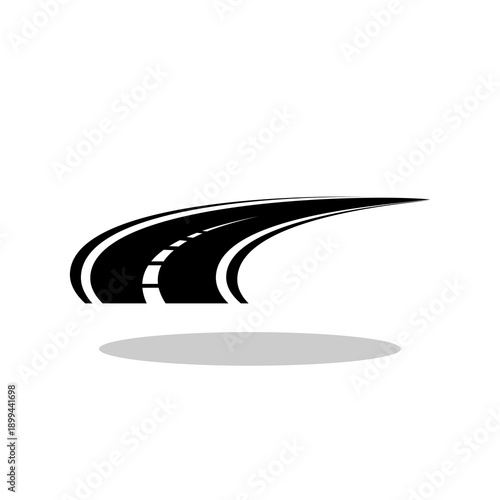 Curving tarred road icon with shadow
