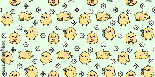 A children's pattern with cute kawaii chicks