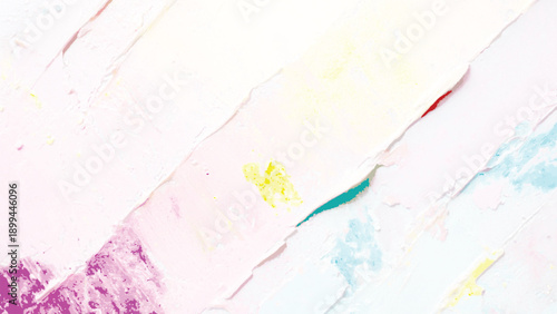 Closeup of abstract rough colorful multicolored neon blue, pink and yellow colored art painting texture, with oil brushstroke, pallet knife paint on canvas